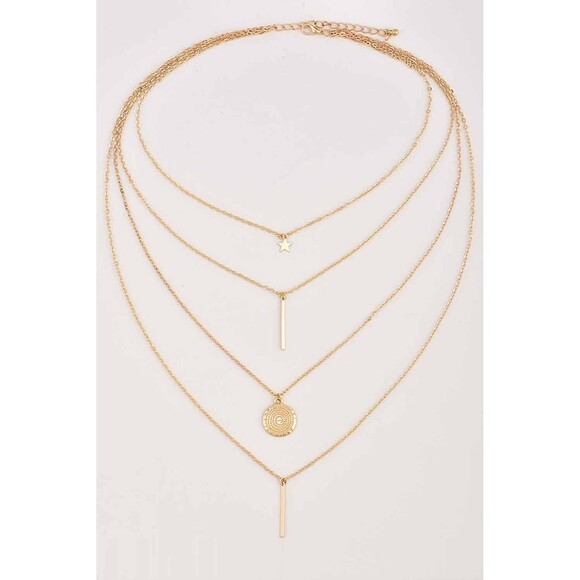 Women’s Fashion Gold Multi- Layered Star Pendant Necklace NWT - Picture 2 of 6